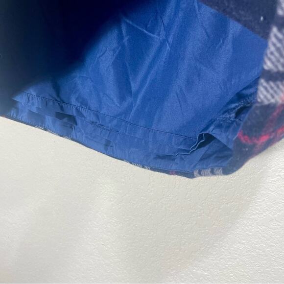 J. Crew Mercantile Navy Blue Plaid Double Serge Ruffle Wool Mini Skirt Size 8 - Picture 5 of 9